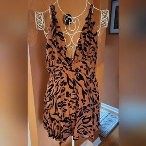 Orange animal print mini dress